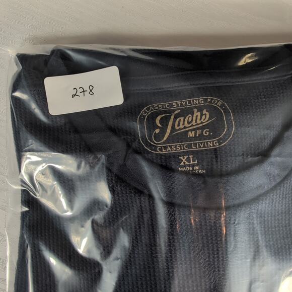 Jachs MFG Men's XL Thermal Shirt Navy Blue Waffle Knit Crewneck Long Sleeve - Picture 12 of 12